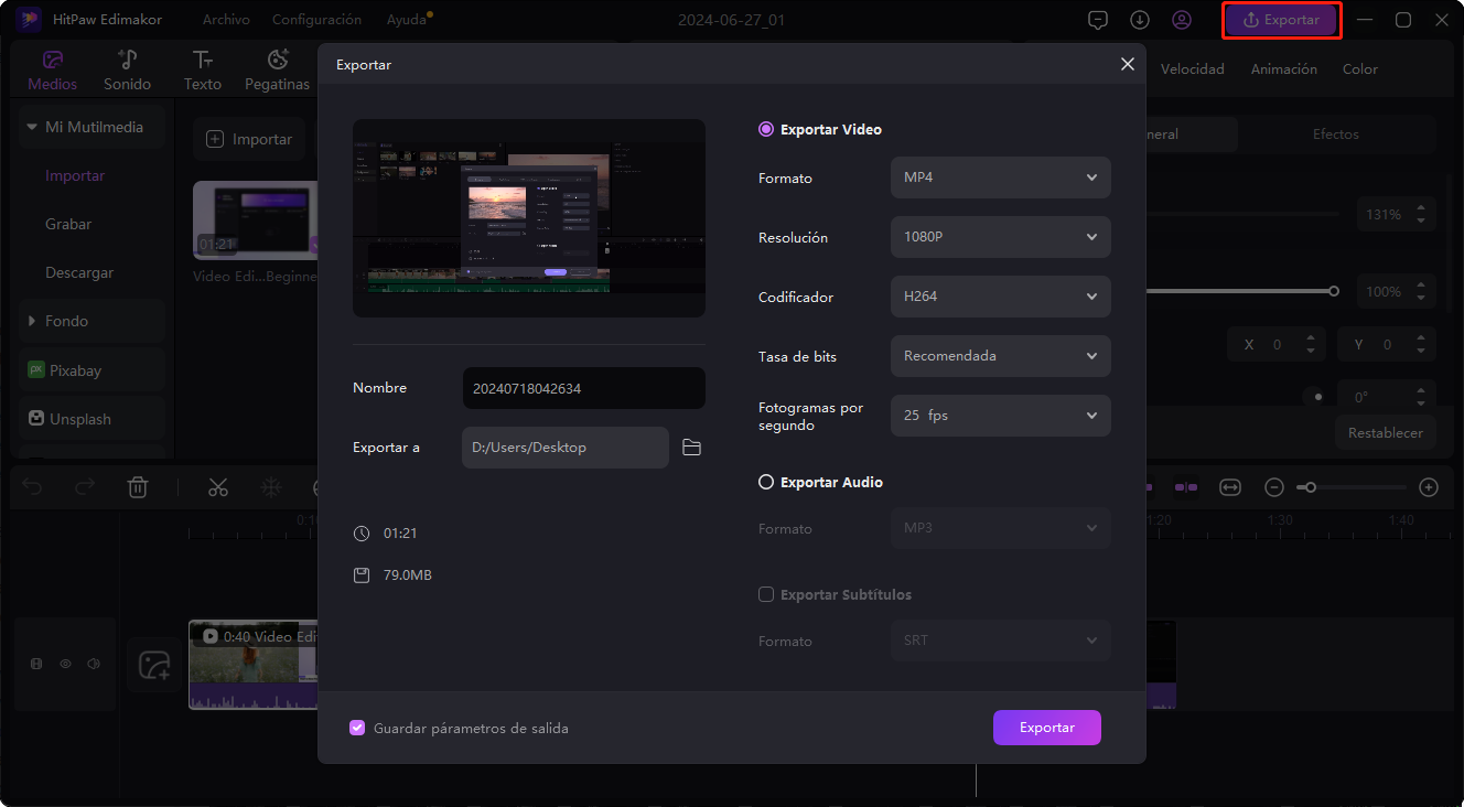 cómo desenfocar una parte de un vídeo con Edimakor 4